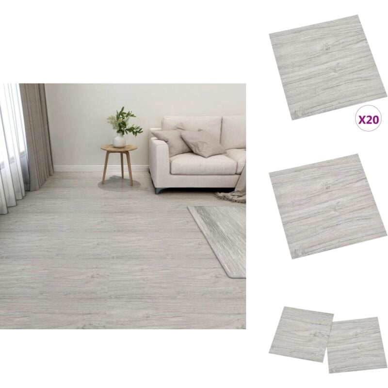 PVC-Fliesen Selbstklebend 20 Stk. 1,86 m² Hellgrau - pvc Fliesen - Selbstklebender Bodenbelag - Design Vinylboden - Wohnzimmer Dekoration - Küche