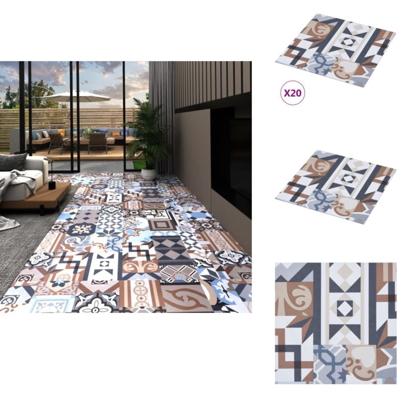 PVC-Fliesen Selbstklebend 20 Stk. 1,86 m² Mono-Muster - pvc Fliesen - Selbstklebender Bodenbelag - Vinylboden - Wohnraum Dekoration - Küche Boden