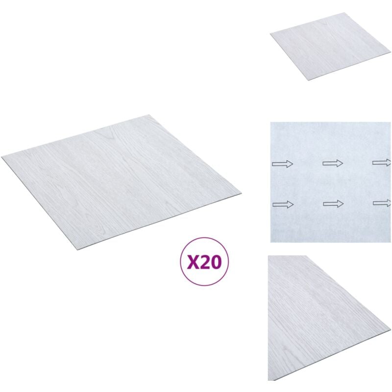 PVC-Fliesen Selbstklebend 20 Stk. 1,86 m² Weiß - PVC Fliesen - Vinyl Boden - Selbstklebender Bodenbelag - Wohnraum Dekoration - Küche Boden