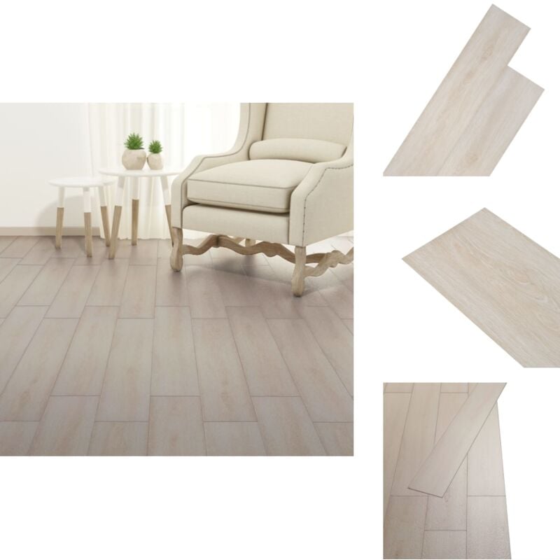 PVC-Fliesen Selbstklebend 2,51 m² 2 mm Eiche Weiß - pvc Fliesen - Selbstklebender Bodenbelag - Vinylboden - Design Holzoptik - Wohnraum Dekoration