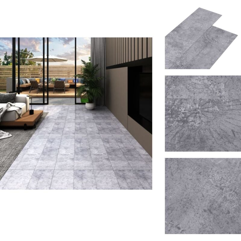 PVC-Fliesen Selbstklebend 5,21 m² 2 mm Zementgrau - PVC Fliesen - Vinyl Boden - Selbstklebender Bodenbelag - Wohnzimmer Dekoration - Küche Boden