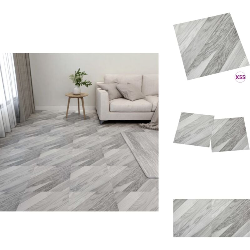 Vidaxl - PVC-Fliesen Selbstklebend 55 Stk. 5,11 m² Grau Gestreift - PVC-Böden - Vinylboden - Selbstklebender Bodenbelag - Designboden - Grau