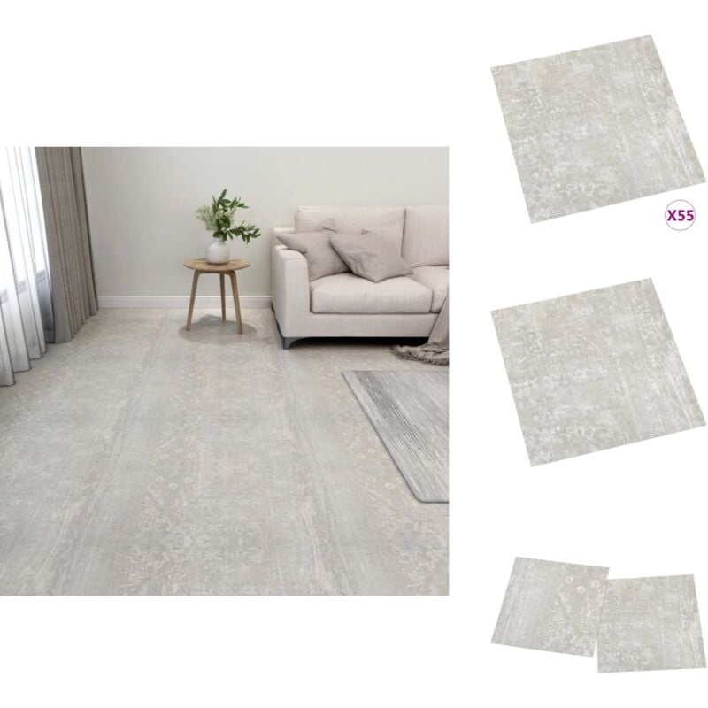 PVC-Fliesen Selbstklebend 55 Stk. 5,11 m² Hellgrau - PVC Fliesen - Selbstklebender Bodenbelag - Vinylboden - Wohnraumgestaltung - Badezimmerboden