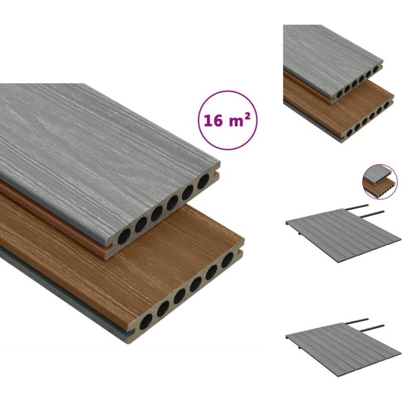 Fußböden & Teppichböden - Living WPC Terrassendielen mit Zubehör Braun und Grau 16 m² 2,2 m