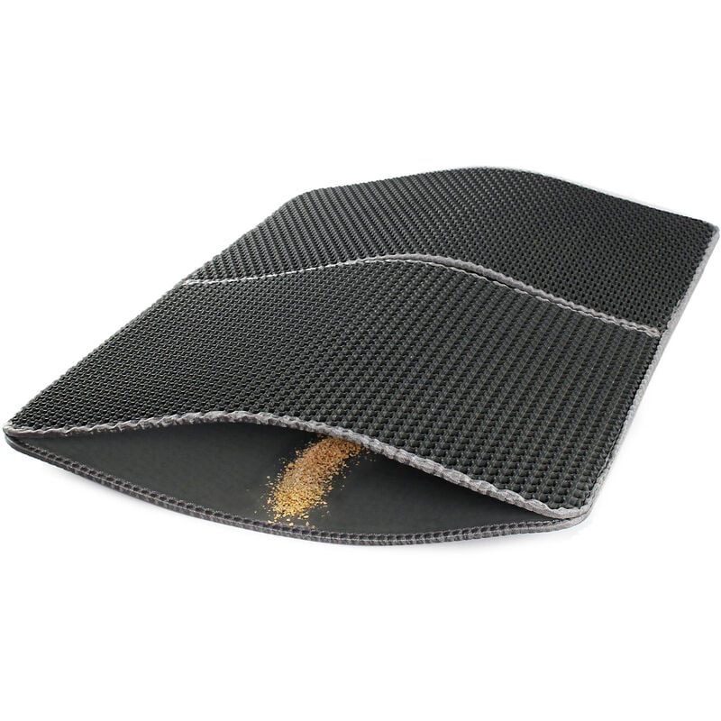 Katzenstreu Matte faltbar 75 x 55 cm, Katzenklo Matte wasserdicht, Katzenstreu Auffangmatte mit 2 Schichten, Matte für Katzenklo im Wabendesign