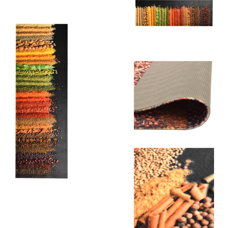 Küchenbodenmatte Waschbar Gewürze 45x150 cm - Teppich - Küchenfußmatte - Türmatte - Wohnraumteppich - Samtteppich