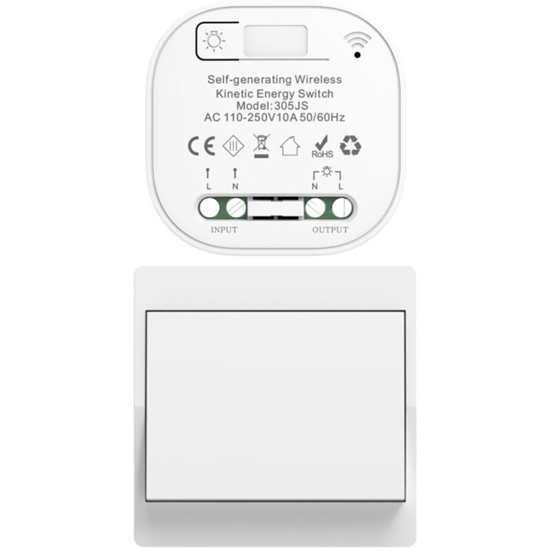 Funkschalter ohne Batterien, autarkes Funkschalter-Set, Funk-Wechselschalter ohne Batterien, Funkfernbedienungsschalter für die Hausbeleuchtung