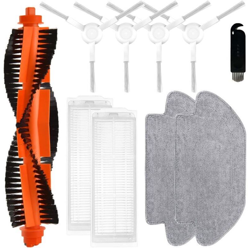 Für Xiaomi Mijia 2S / Mop Pro / STYJ02YM Saugroboter, für Xiaomi S12 / T12 B106GL Saugroboter, 1 Hauptbürste, 4 Seitenbürsten, 2 HEPA-Filter, 2