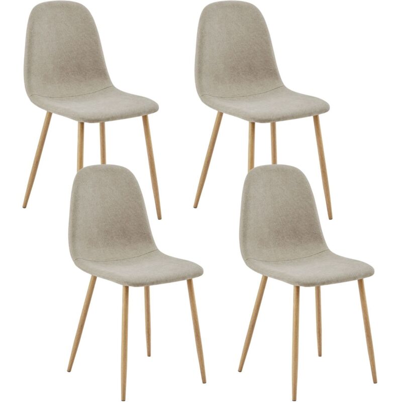 FurnitureR Set von 4 Stoff Esszimmer Stühle, Seitenstühle, Esszimmer Stühle ohne Armlehnen, Metallbeine, Walnuss für Esszimmer, Küche, Wohnzimmer,