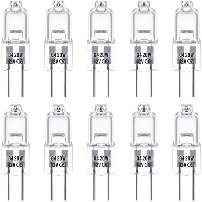 Ampoules Halogènes G4, Lampe de Base à Broche Halogène 12V 20W, Blanc Chaud 2800K, Gradable, Lampe Halogène Basse Tension G4, Lampe à Capsule
