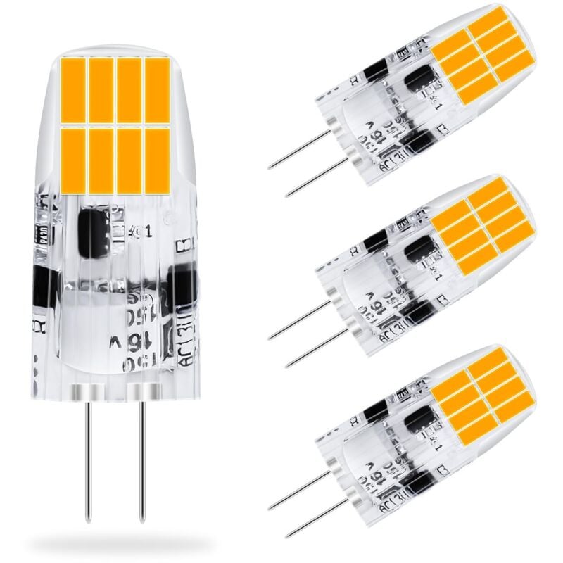 G4 LED-Lampe 2 W, Warmweiß 2700 K G4 LED-Lampen, 2 W entspricht 20 W G4 Halogenlampe, LED-Stiftsockel-Mikrokapsel G4 296 lm, nicht dimmbar, 4er-Pack