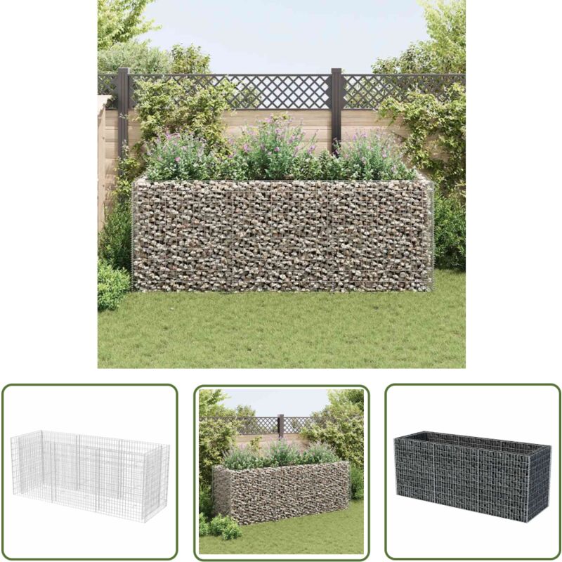The Living Store Gabionen-Hochbeet Stahl 270×90×100 cm - Gabionen-Hochbeet - Steinkorb - Gartenmöbel - Gartendekoration - Stahltanks