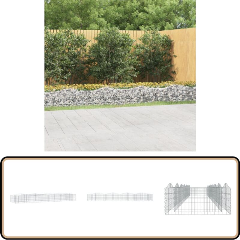 Vidaxl - Gabionen-Hochbeet mit Hochbogen 600x100x50 cm Verzinktes Eisen - Gabionen-Hochbeet - Hochbeet - Gabionenkorb - Gartendekoration