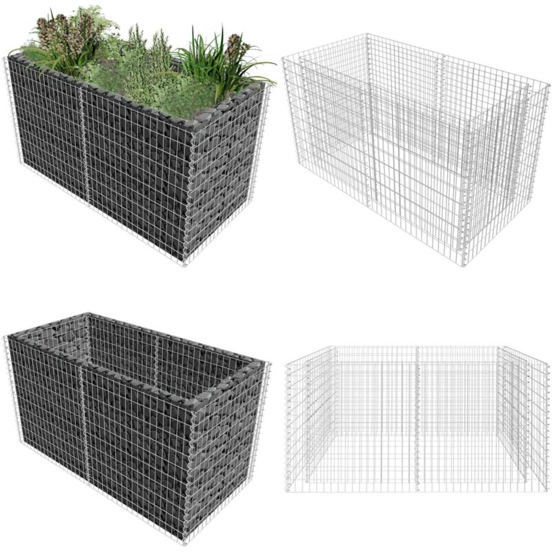 Vidaxl - Gabionen-Hochbeet Stahl 180×90×100 cm Silbern - Gabionen-Hochbeet - Stahlteil - Gartendekoration - Blumenkübel - Beeteinfassung - Home &