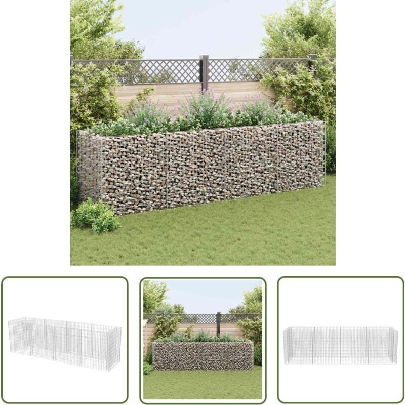 Doc&et² - The Living Store Gabionen-Hochbeet Stahl 360×90×100 cm - Gabionen-Hochbeet - Stahlteich - Gartendekoration - Blumenerde - Steinpflanze