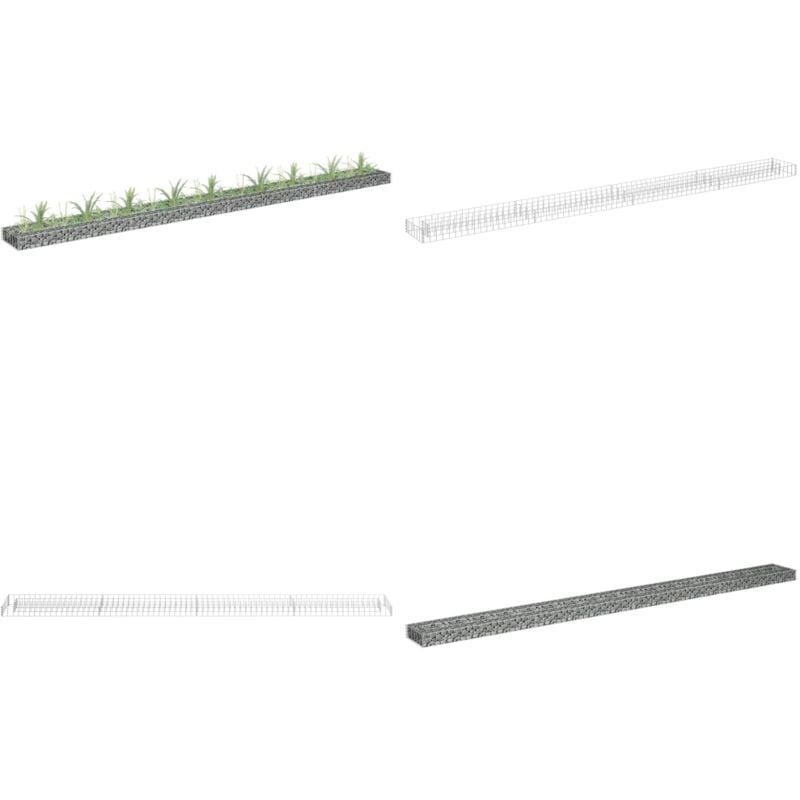 Gabionen-Hochbeet Verzinkter Stahl 360x30x10 cm - Gabionen-Hochbeet - Steingarten - Stahltank - Gartendeko - Blumenerde - Home & Living