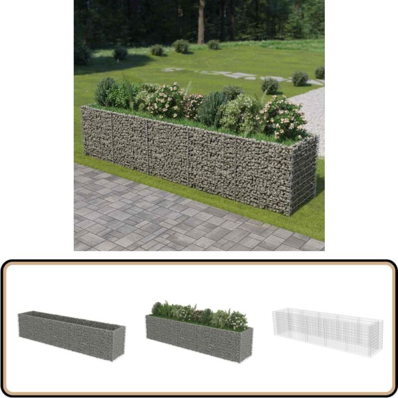 Vidaxl - Gabionen-Hochbeet Verzinkter Stahl 450×90×100 cm - Gabionen-Hochbeet - Stahltank - Gartendekoration - Blumenerde - Steinfüllung