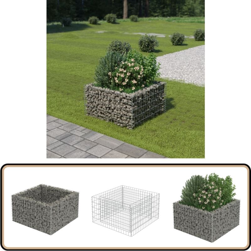 Vidaxl - Gabionen-Hochbeet Verzinkter Stahl 90×90×50 cm - Gabionen-Hochbeet - Gabionenpflanze - Gartendekoration - Stahltanks - Balkonpflanzen