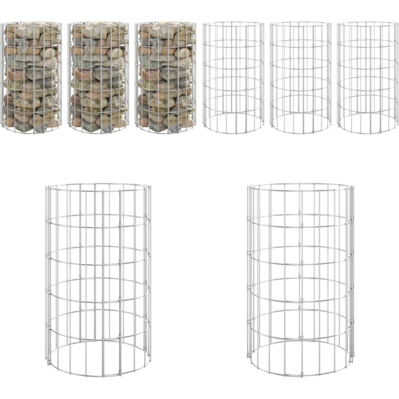 Vidaxl - Gabionen-Hochbeete 3 Stk. Rund Verzinkter Stahl Ø30x50 cm - Gabionen-Hochbeet - Gartendeko - Stahltanks - Pflanzenbehälter - Rundes Hochbeet