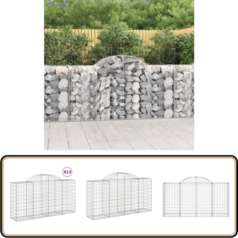 Vidaxl - Gabionen mit Hochbogen 13 Stk 200x50x100/120cm Verzinktes Eisen - Gabionen - Gartenzaun - Gartendeko - Eisen - Korb