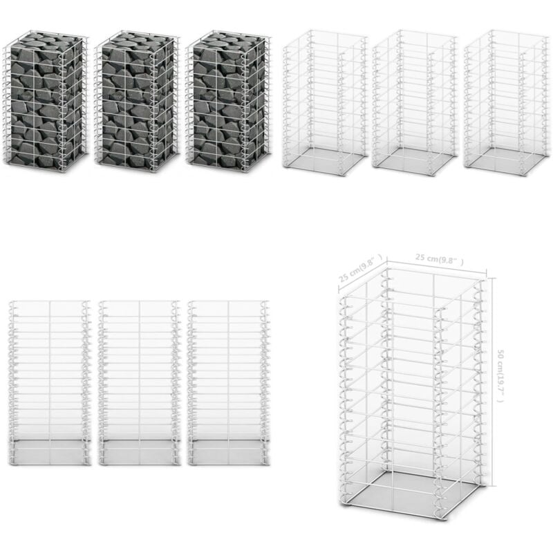 Vidaxl - Gabionen-Set 3-tlg. Verzinkter Draht 25×25×50 cm - Gabionsystem - Stahltrennung - Gartenzaun - Mauerstein - Begrenzung - Home & Living