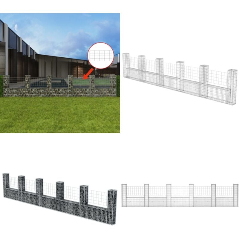 Vidaxl - Gabionenkorb U-Form Stahl 570×20×100 cm - Gabionenkorb - Stahltank - Gartenzaun - Begrenzungsmauer - Terrassenrand - Home & Living