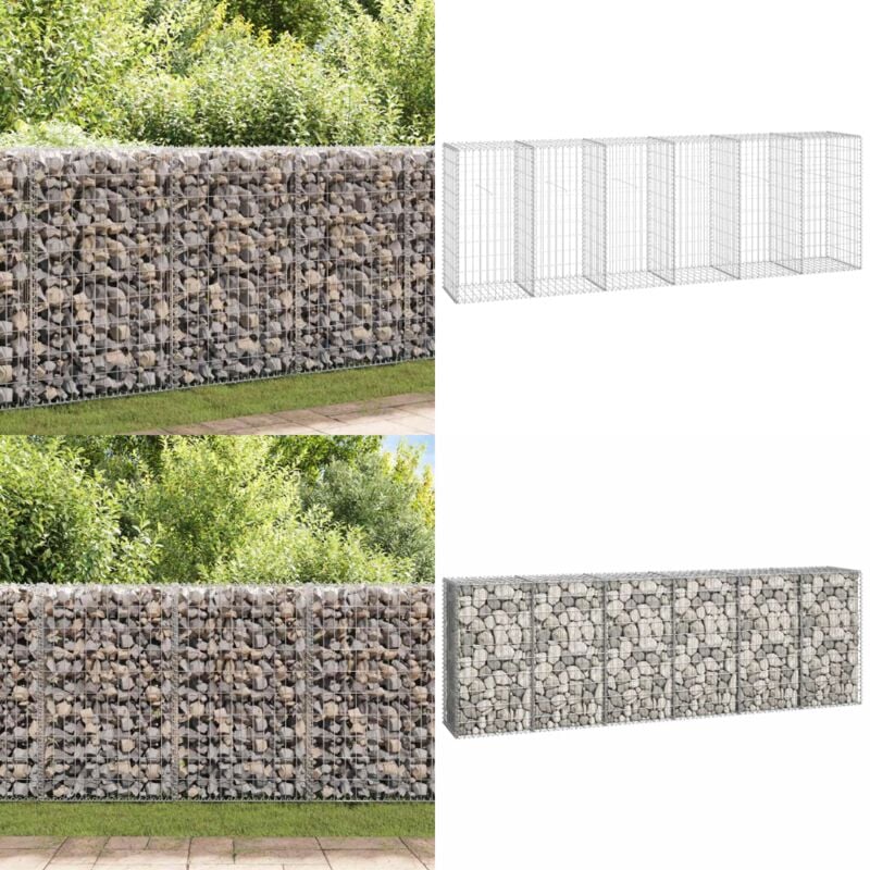 Gabionenwand mit Abdeckung Verzinkter Stahl 300×50×100 cm - Gabionenwand - Stahltrennung - Ziergitter - Terrassenbefestigung - Gartenzaun - Home &