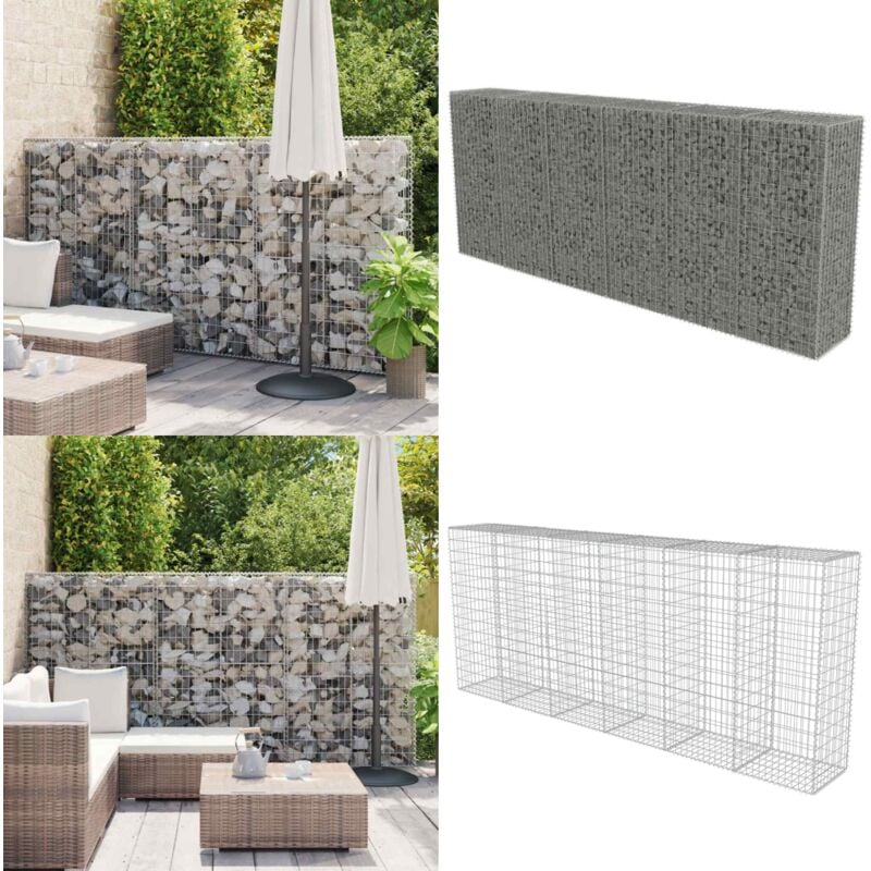 Vidaxl - Gabionenwand mit Abdeckung Verzinkter Stahl 300×50×150 cm - Gabionenwand - Stahltrennung - Gartenzaun - Terrassenbegrenzung - Sichtbarriere