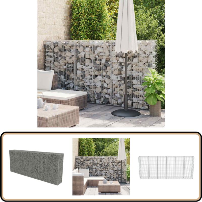 Vidaxl - Gabionenwand mit Abdeckung Verzinkter Stahl 300×50×150 cm - Gabionenwand - Stahltrennung - Gartenzaun - Terrassenbegrenzung - Sichtbarriere