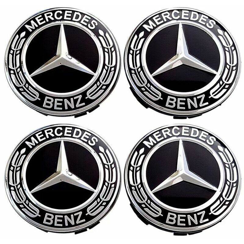 4 Stück Radkappen kompatibel mit Mercedes Benz 75 mm ABS-Radabdeckung, Autozubehör - Gabrielle