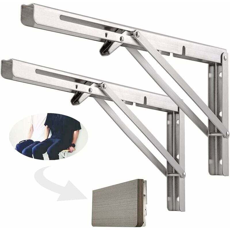 Gabrielle - 500 mm klappbares Wandregal, 304 Edelstahl, klappbare Halterung für Werkbank, klappbare Halterung, Halterung für Wandregal (2 Stück),