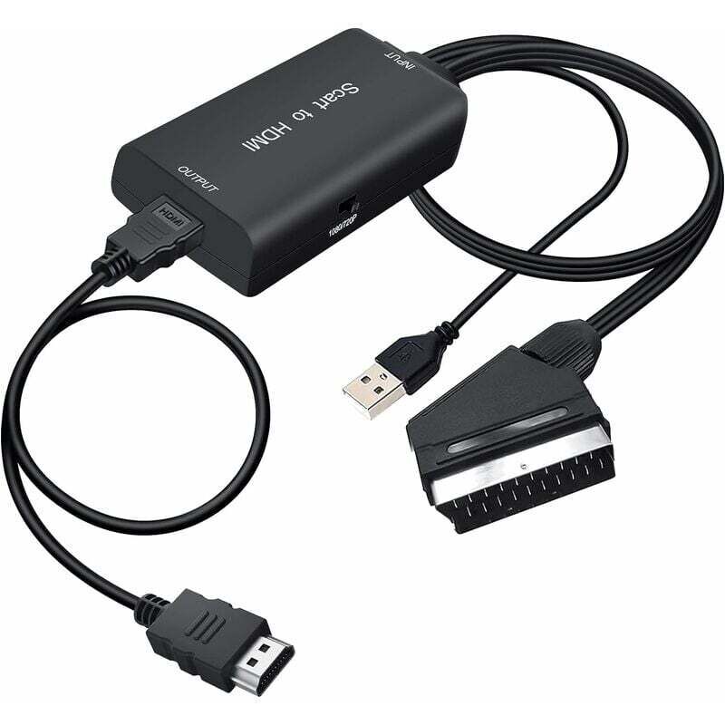 Famille - gabrielle hdmi scart Adapter, scart auf hdmi Konverter Adapter kompatibel 720P/1080@60HZ für hdtv dvd Blu-Ray Set Top Box hd Player usw