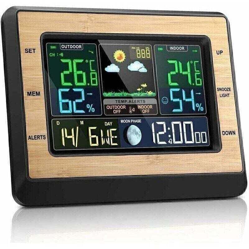 GABRIELLE Kabellose Wetterstation mit Außensensor, Thermometer, Hygrometer, Barometer für drinnen und draußen, 15,2 cm Farbbildschirm, Wetterstation
