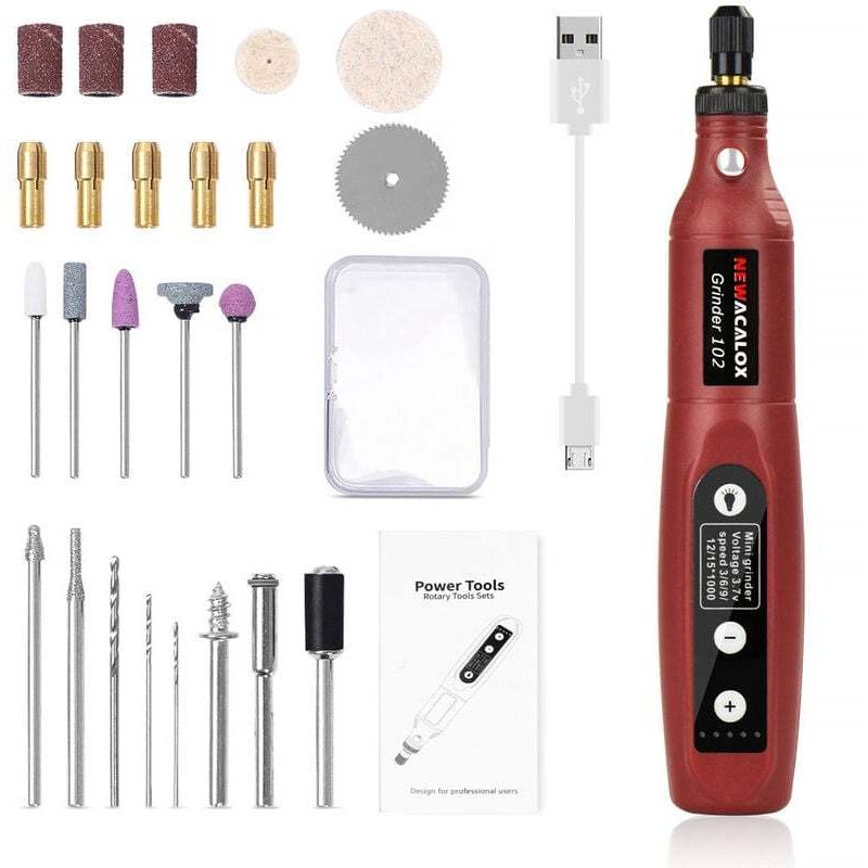 Mini-Bohrmaschine, multifunktionales Rotationswerkzeug, 5 Geschwindigkeiten, 3000–15000 U/min, LED-Mini-Akku-Bohrmaschine, usb, wiederaufladbar, für