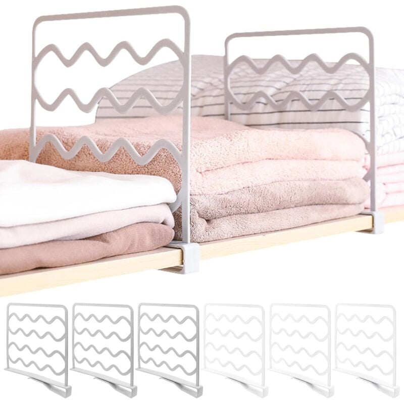 Gabrielle - Regalteiler 6 Stück, Kunststoff-Kleiderschrank-Aufbewahrungsregale, Kleiderschrank-Kleideraufbewahrungsteile für Schlafzimmer, Küche, Büro
