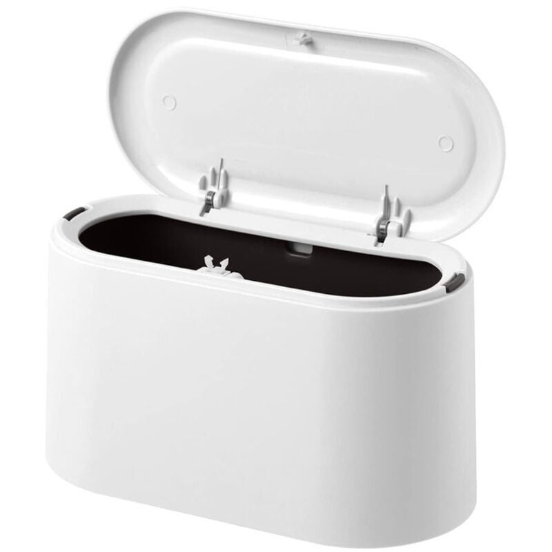 Gabrielle - Tisch-Mülleimer mit Knopfdeckel, Mini-Mülleimer, kleiner Designer-Mülleimer, Schreibtisch-Aufbewahrungsbox aus Kunststoff für Badezimmer