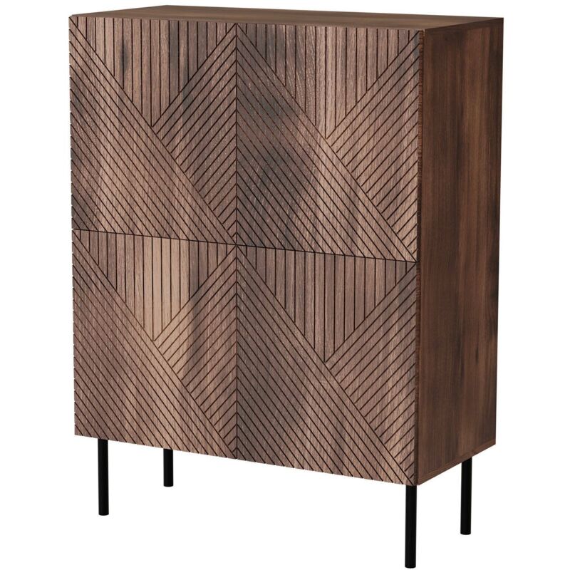 Gaby Sideboard, Wohnzimmer-Sideboard mit zwei Flügeltüren, vom Boden abgehoben, 118x40 h89 cm, Nussbaum