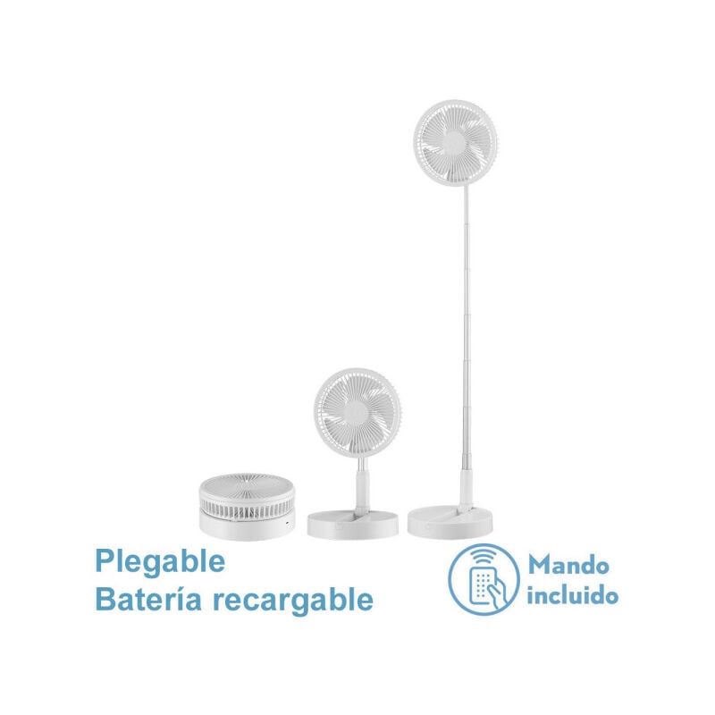 Fabrilamp - Abrila - Ventilator dc Tragbarer Ventilator galan Farbe White mit fünf Flügeln und Anschluss usb Wiederaufladbar 3 einstellbare