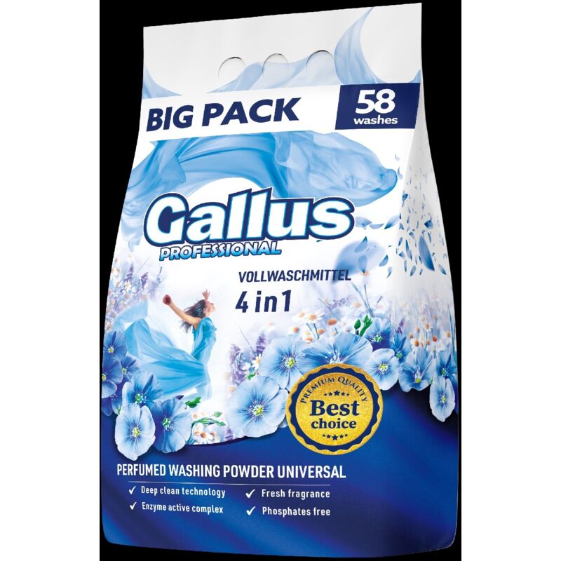 GALLUS PROFESSIONAL Waschpulver 4 in 1 (58 Wäschen) - Universal 3,2 kg