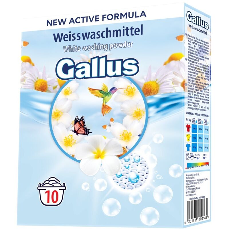GALLUS Waschpulver (10 Waschgänge) – Weiß 650 g