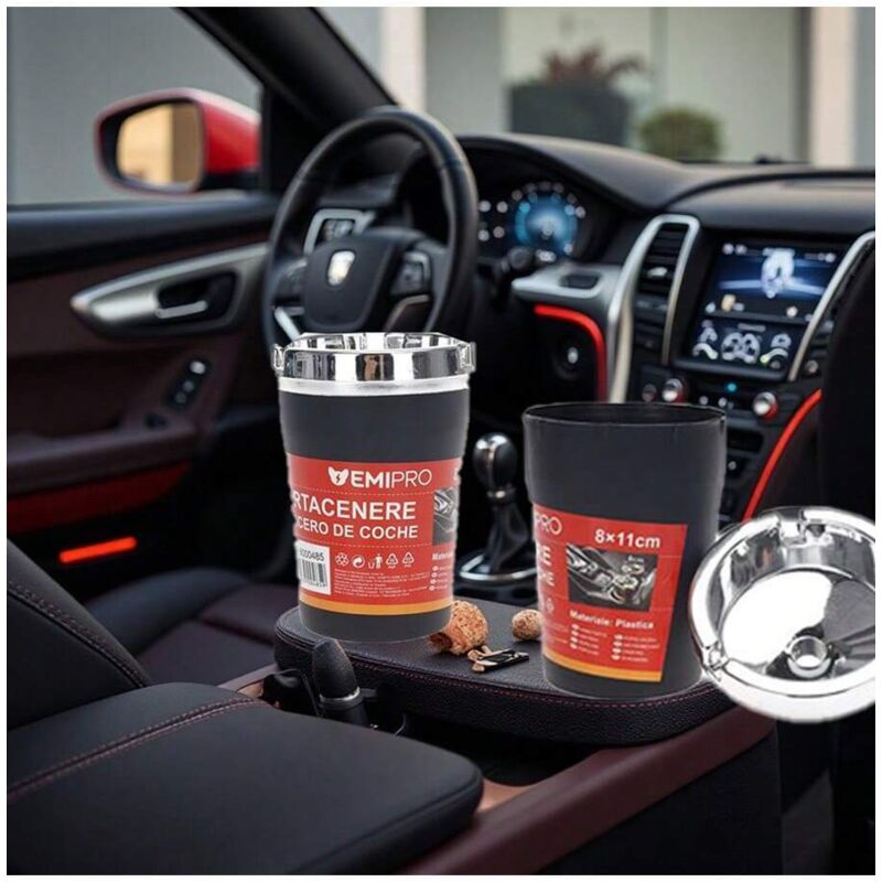 Galvanisierter Autoaschenbecher mit staubdichtem Deckel, 8 x 11 cm, großes Fassungsvermögen, 2-teiliges Set, auslaufsicherer Aschenbecher für den