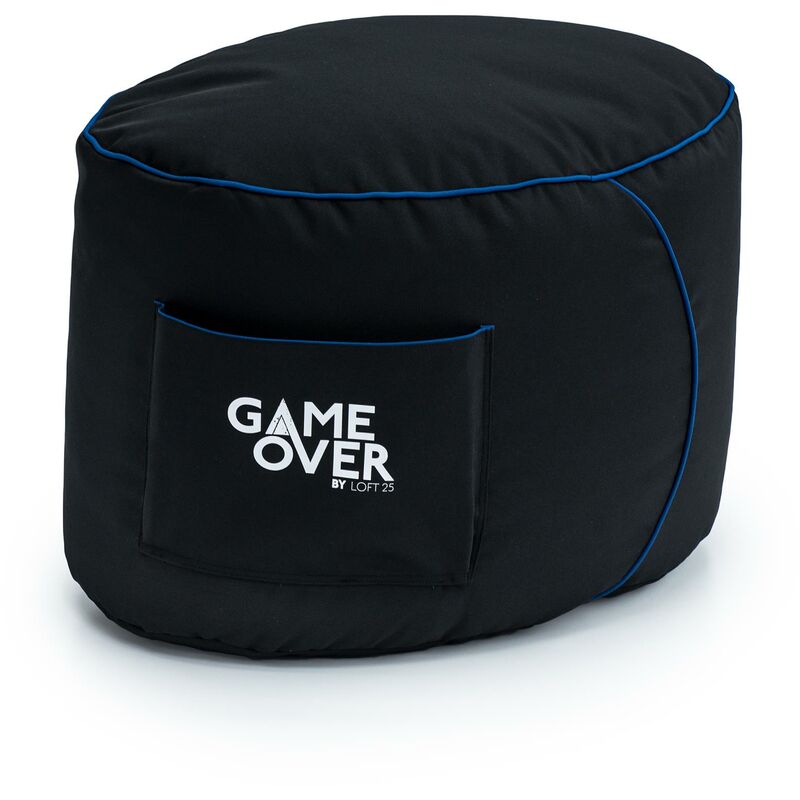 Game Over - Sitzsack-Fußhocker für das Wohnzimmer, wasserabweisender Pouf mit Beinstütze zum Spielen, Gaming-Fußhocker für drinnen und draußen mit
