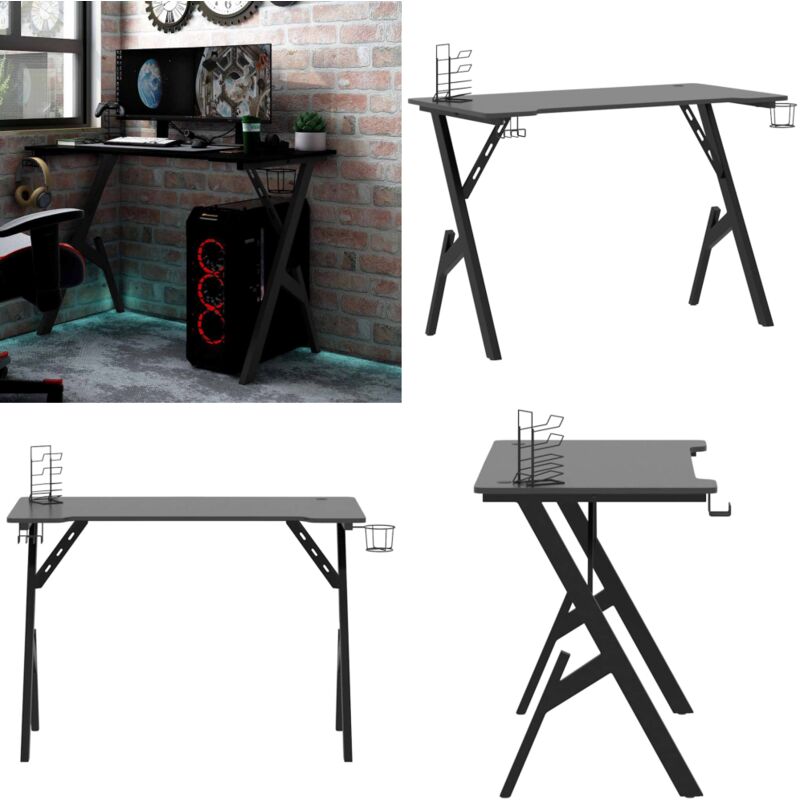 Gaming-Schreibtisch mit Y-Gestell Schwarz und Rot 110x60x75 cm - Gaming-Schreibtisch - Gamer Schreibtisch - Etagenregal - Bürostuhl - Home Office