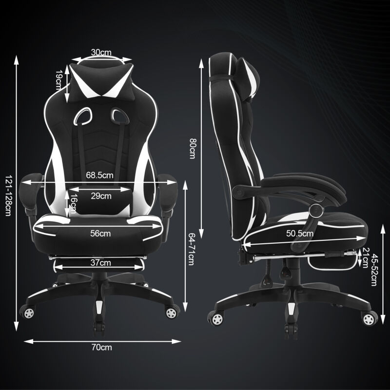 Gaming Stuhl, Bürostuhl Ergonomisch mit Lendenkissen, Atmungsaktiv Gaming Chair, Gamer Stuhl 150 kg Belastbarkeit, Gaming Sessel mit Große