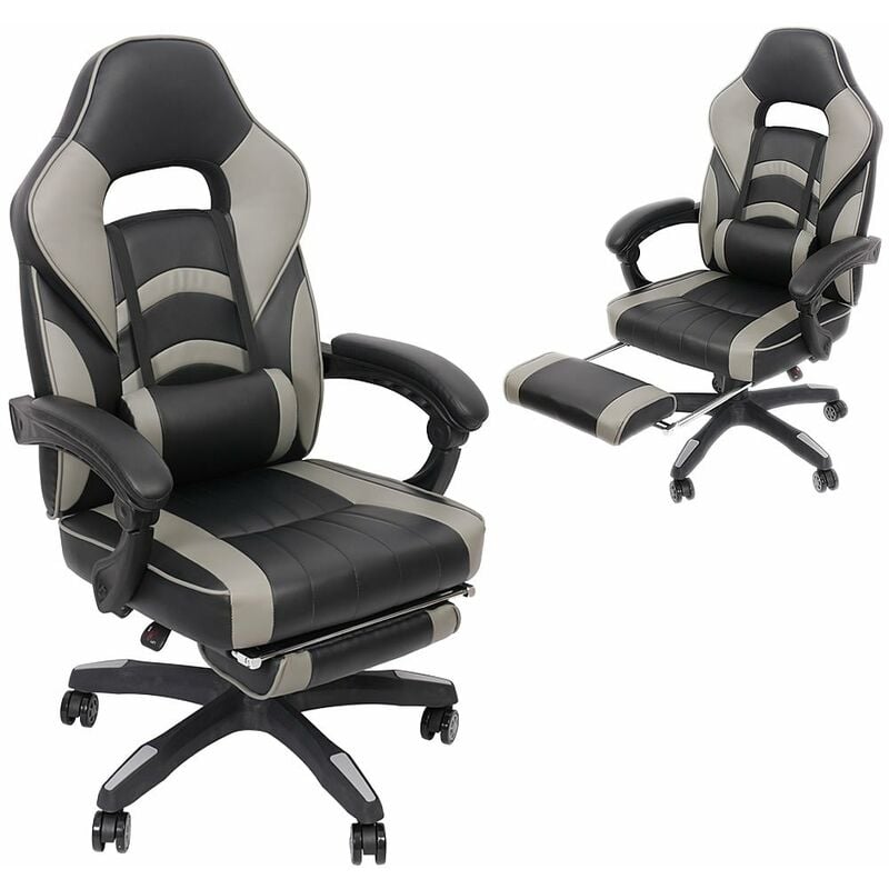 Gaming Stuhl Bürostuhl Racing Stuhl Schreibtischstuhl Drehstuhl Chefsessel Schalensitz Gamingstuhl Sportsitz PC Stuhl Grau