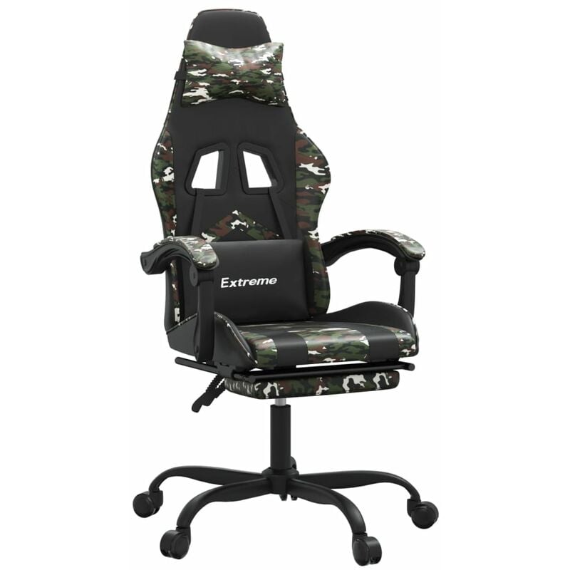 Gamingstuhl mit Fußstütze Drehbar Schwarz Tarnfarben Kunstleder vidaXL
