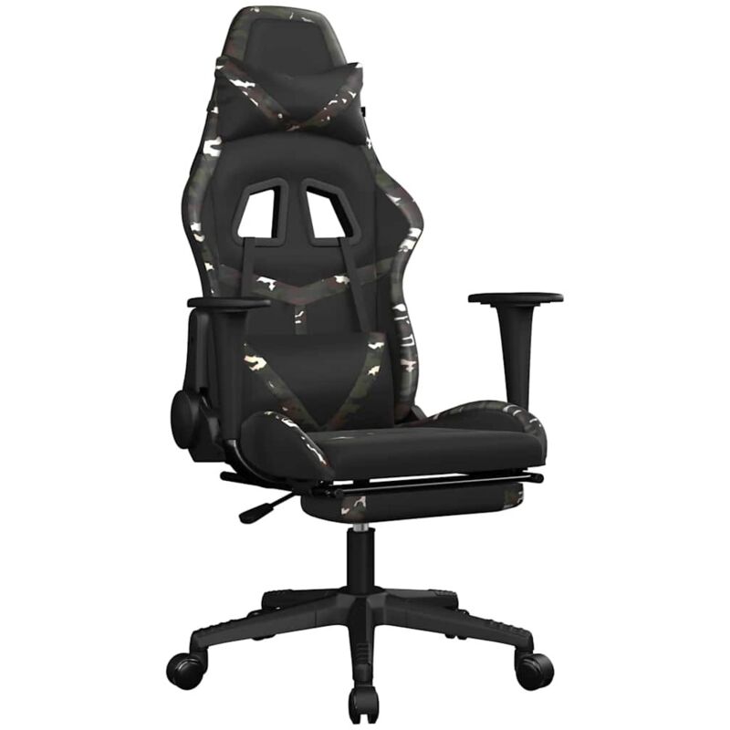 Gamingstuhl mit Massage Fußstütze Schwarz Tarnfarben Kunstleder vidaXL