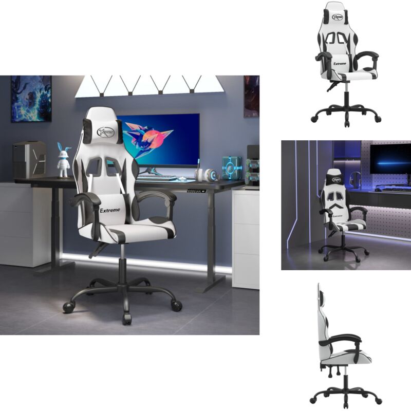 Gaming-Stuhl Weiß und Schwarz Kunstleder - Gaming-Stuhl - Gaming-Stühle - Bürostuhl - Sessel