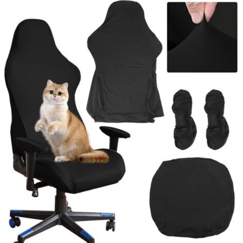 Gaming-Stuhlbezug mit Kissen- und Armlehnenbezügen, Bürostuhlbezug, universeller dehnbarer Gaming-Stuhlbezug für Drehstühle, Büro- oder Gaming-Stühle