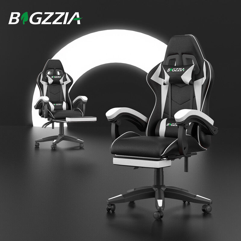 Bigzzia - Gaming Stuhle 136kg gaming Stuhl mit Fußstütze - Ergonomischer Gaming Sessel mit Lendenwirbelstütze - Gaming Chair - pu Leder - pc Stuhl